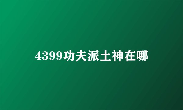 4399功夫派土神在哪