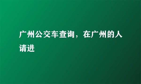 广州公交车查询，在广州的人请进