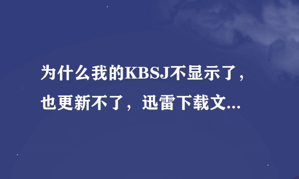 为什么我的KBSJ不显示了，也更新不了，迅雷下载文件下载一般就自动关闭了，好多杀毒软件打开就自动关闭，