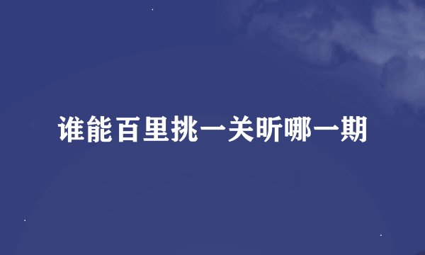 谁能百里挑一关昕哪一期