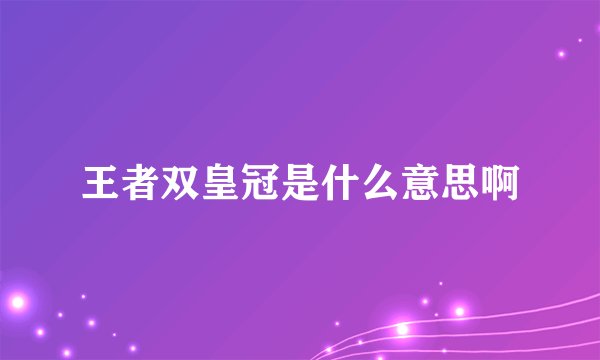 王者双皇冠是什么意思啊
