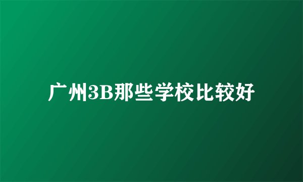 广州3B那些学校比较好