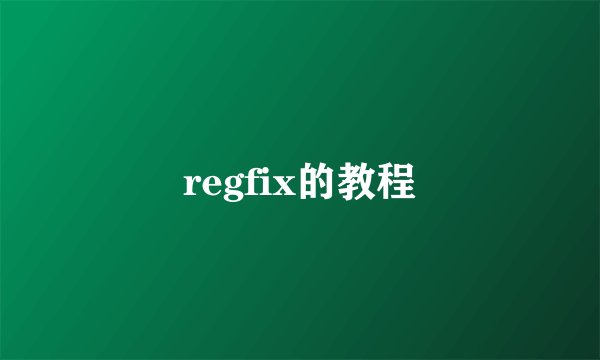 regfix的教程