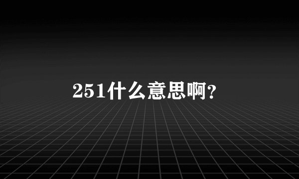 251什么意思啊？
