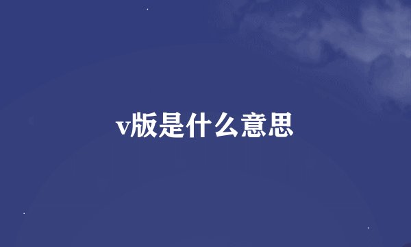 v版是什么意思