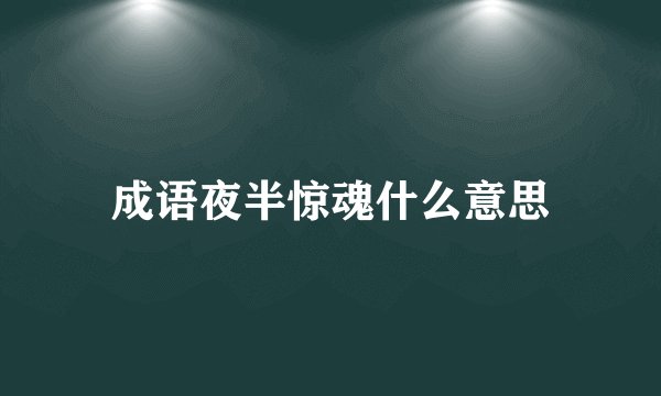 成语夜半惊魂什么意思