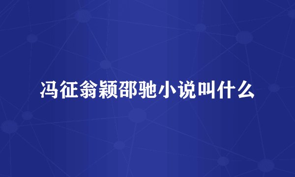 冯征翁颖邵驰小说叫什么