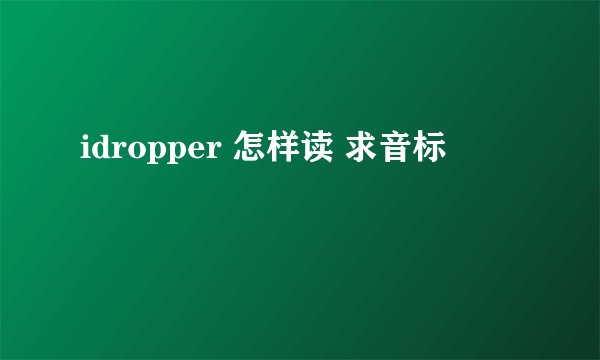 idropper 怎样读 求音标