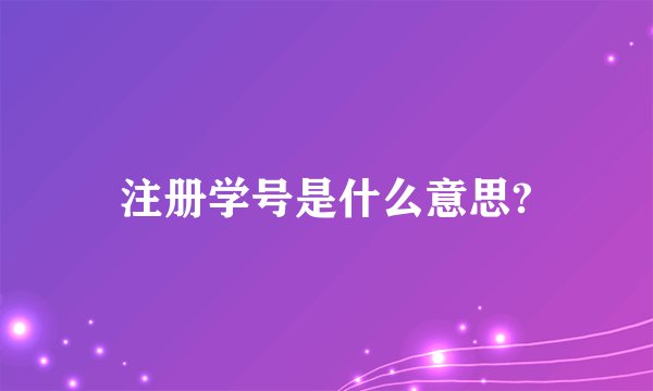 注册学号是什么意思?
