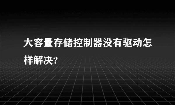 大容量存储控制器没有驱动怎样解决?