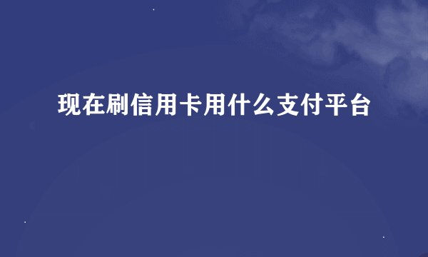 现在刷信用卡用什么支付平台