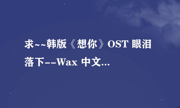 求~~韩版《想你》OST 眼泪落下--Wax 中文歌词！！