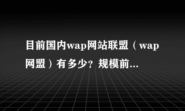 目前国内wap网站联盟（wap网盟）有多少？规模前8名的都是什么啊？