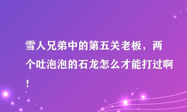 雪人兄弟中的第五关老板，两个吐泡泡的石龙怎么才能打过啊！
