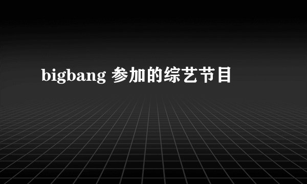 bigbang 参加的综艺节目