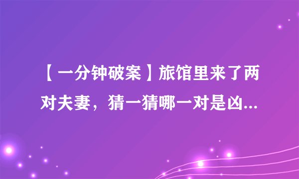 【一分钟破案】旅馆里来了两对夫妻，猜一猜哪一对是凶手？ 旅馆里来了两对夫妇 其中一对是名副其实的夫