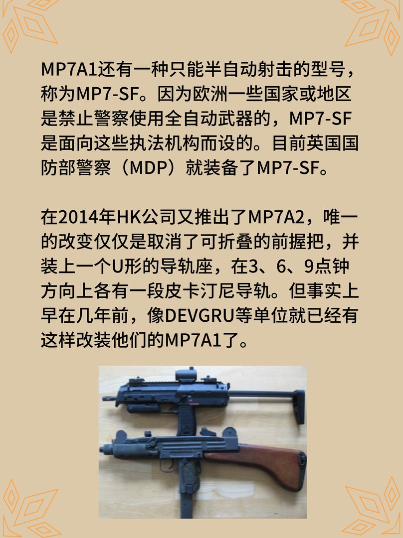 MP7A1 / A2 冲锋枪