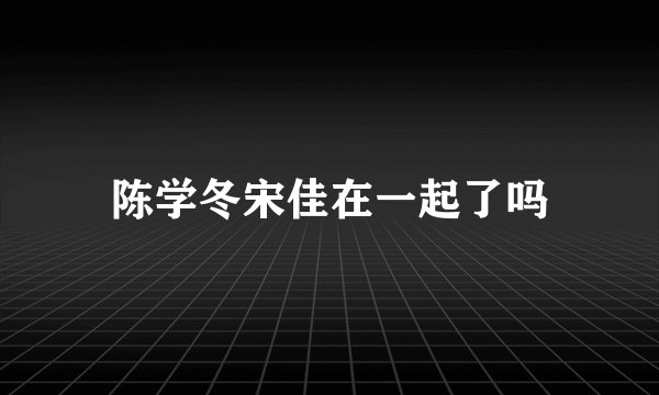 陈学冬宋佳在一起了吗