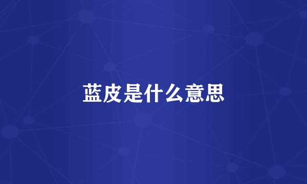 蓝皮是什么意思