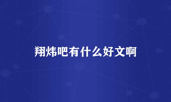 翔炜吧有什么好文啊