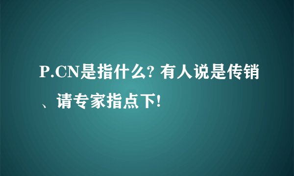 P.CN是指什么? 有人说是传销、请专家指点下!