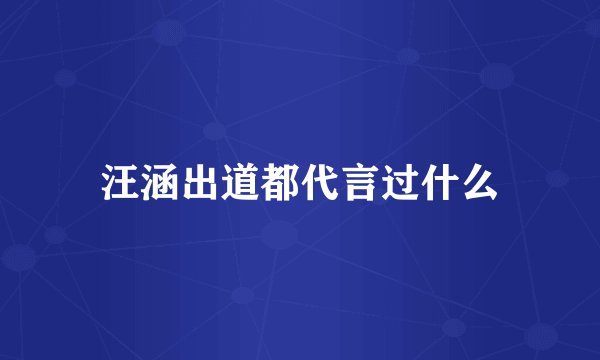 汪涵出道都代言过什么