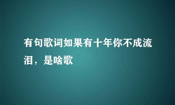 有句歌词如果有十年你不成流泪，是啥歌