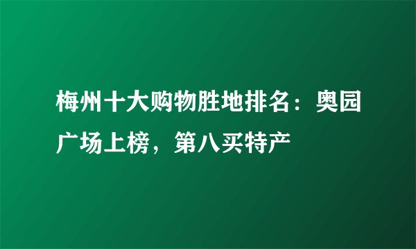 梅州十大购物胜地排名：奥园广场上榜，第八买特产