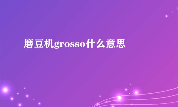 磨豆机grosso什么意思