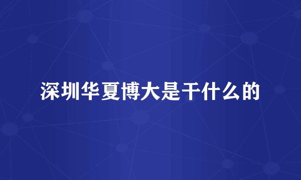深圳华夏博大是干什么的