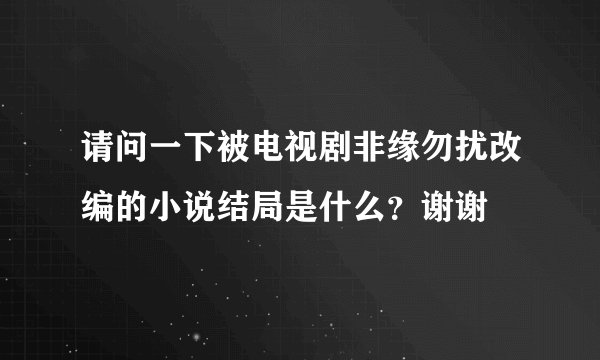 请问一下被电视剧非缘勿扰改编的小说结局是什么？谢谢