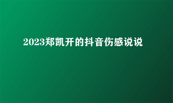 2023郑凯开的抖音伤感说说