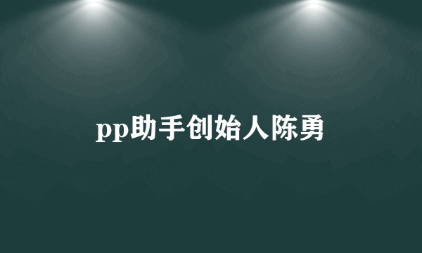 pp助手创始人陈勇