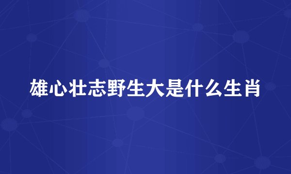 雄心壮志野生大是什么生肖