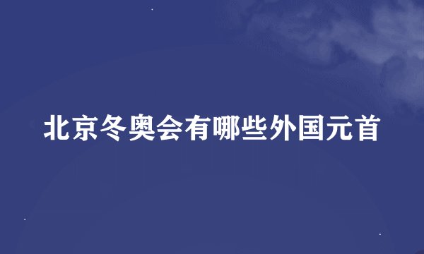 北京冬奥会有哪些外国元首