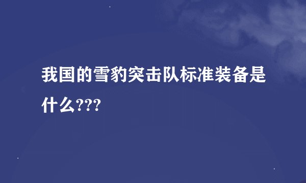我国的雪豹突击队标准装备是什么???