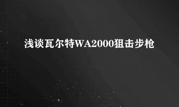 浅谈瓦尔特WA2000狙击步枪