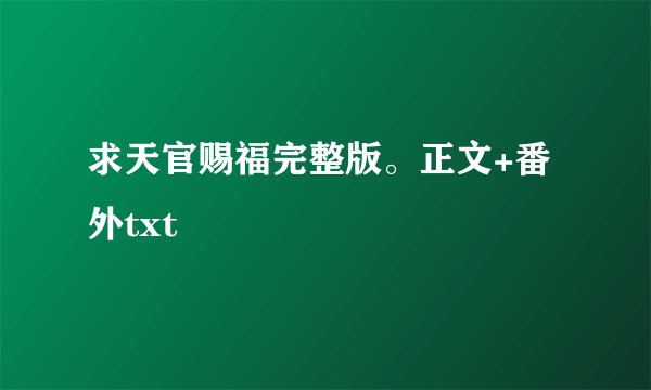 求天官赐福完整版。正文+番外txt