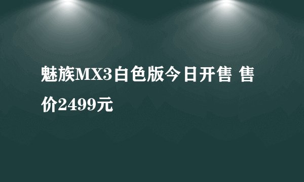 魅族MX3白色版今日开售 售价2499元