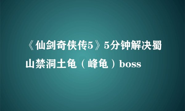 《仙剑奇侠传5》5分钟解决蜀山禁洞土龟（峰龟）boss