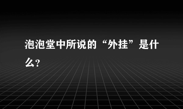 泡泡堂中所说的“外挂”是什么？