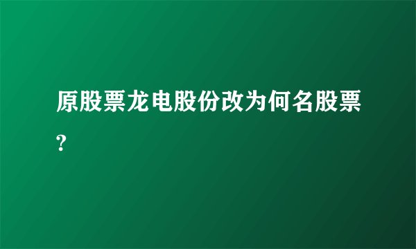 原股票龙电股份改为何名股票?