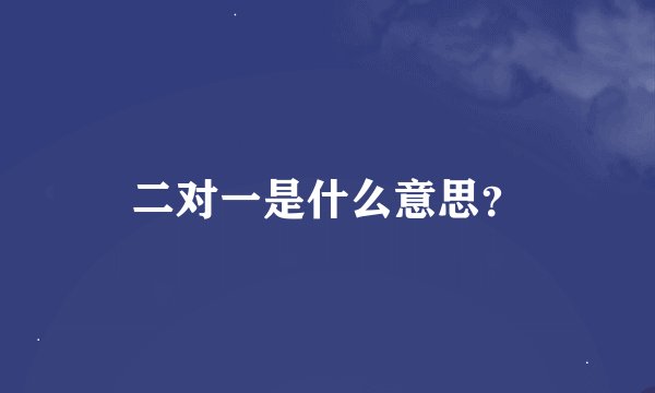 二对一是什么意思？