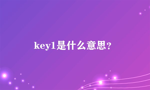 key1是什么意思？