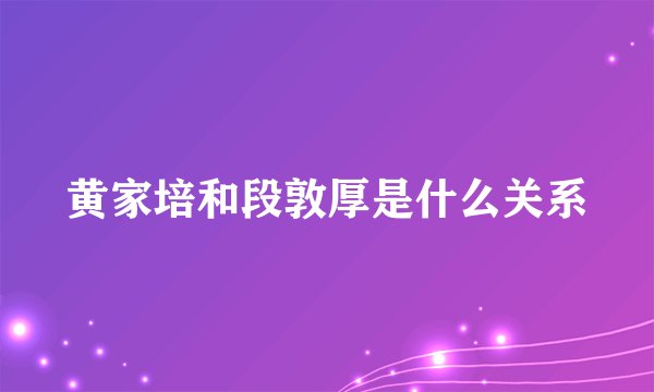 黄家培和段敦厚是什么关系