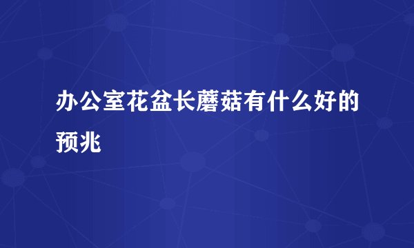 办公室花盆长蘑菇有什么好的预兆