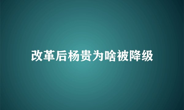 改革后杨贵为啥被降级