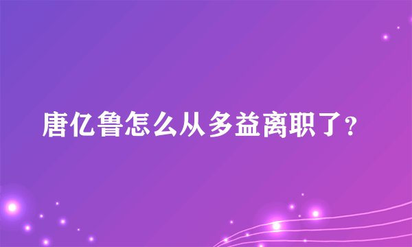 唐亿鲁怎么从多益离职了？