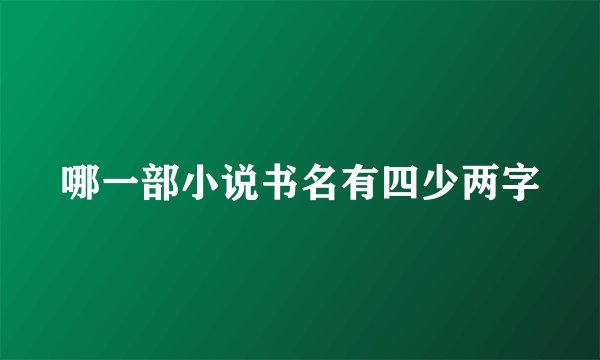哪一部小说书名有四少两字