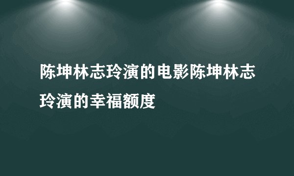 陈坤林志玲演的电影陈坤林志玲演的幸福额度